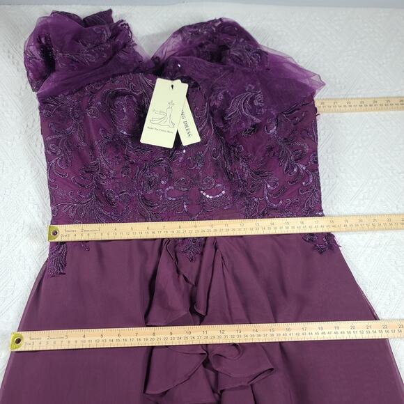 Mother of the Bride Asymmetrical formal Gown Embroidered floral bodice Size 16W - Picture 10 of 16